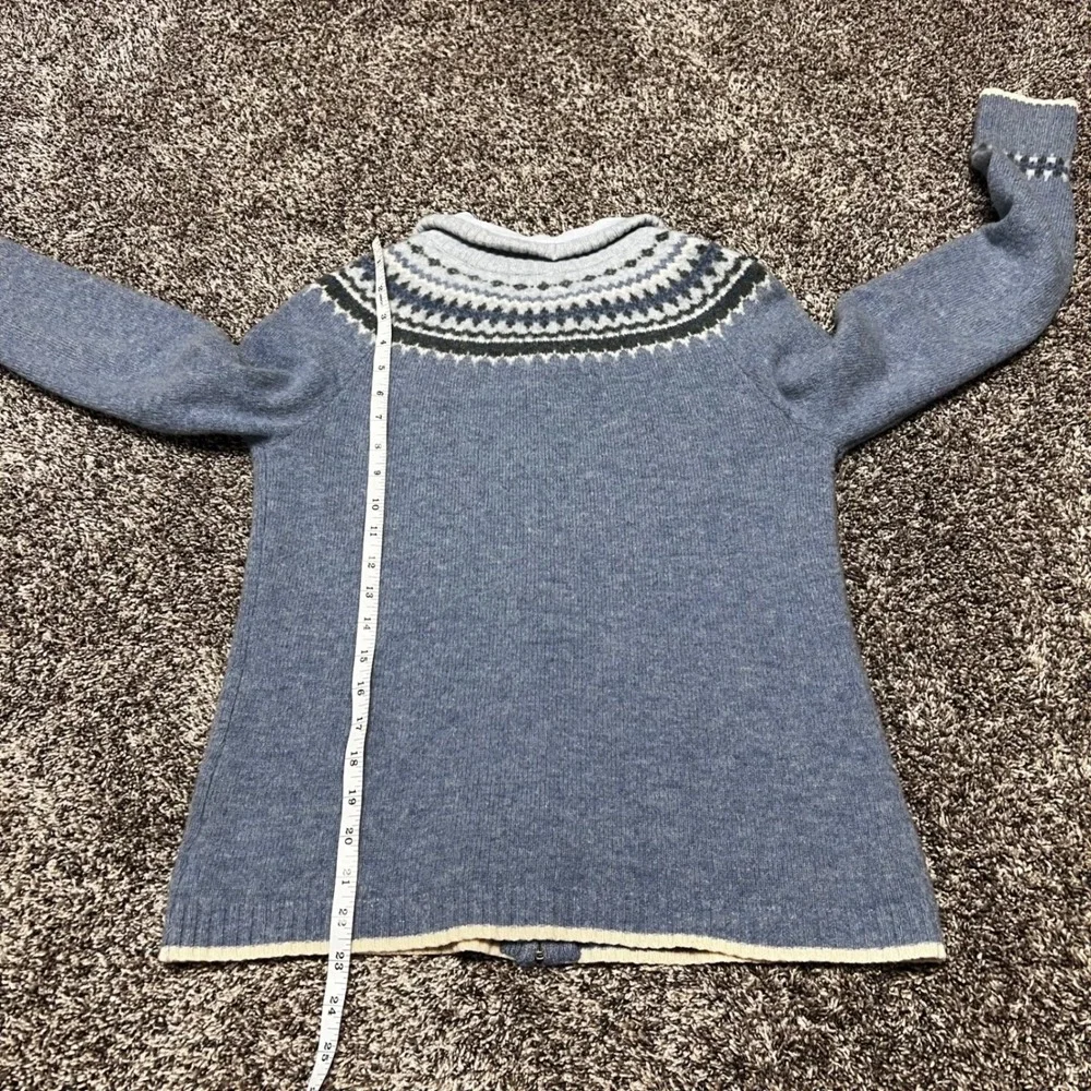 Eddie Bauer 100% Lambswool Fair Isle Nordic Zip Cardigan Sweater M Vintage‎